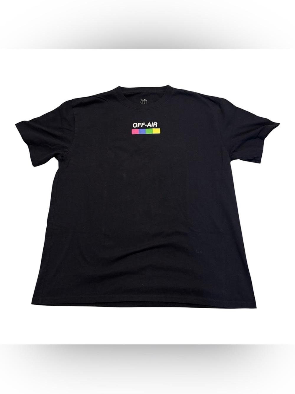 Original Use Black Short Sleeve Tee with Multicolor Bar Logo